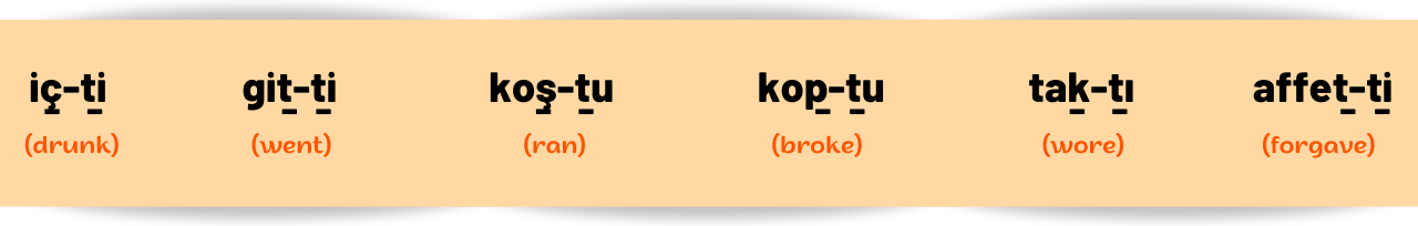 dı di du dü suffix in turkish simple past tense geçmiş zaman