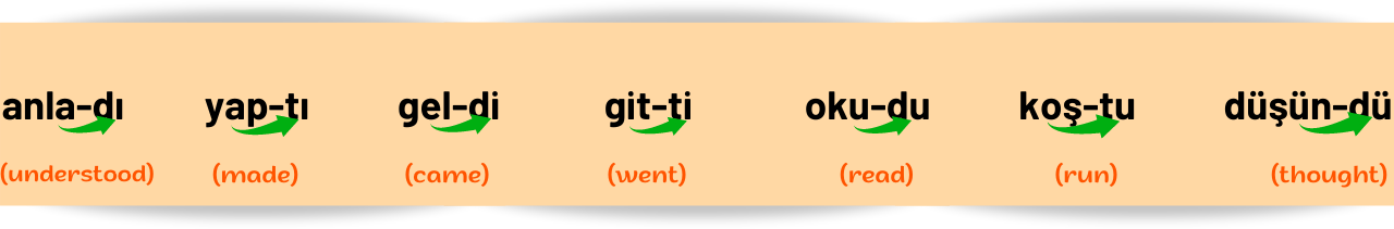 dı di du dü suffix in turkish simple past tense geçmiş zaman