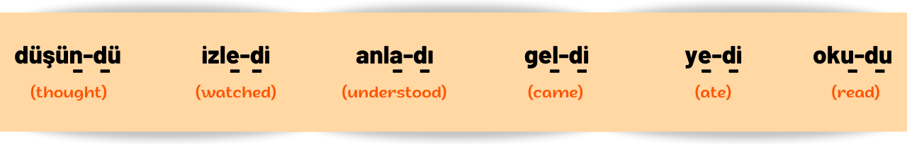 dı di du dü suffix in turkish simple past tense geçmiş zaman